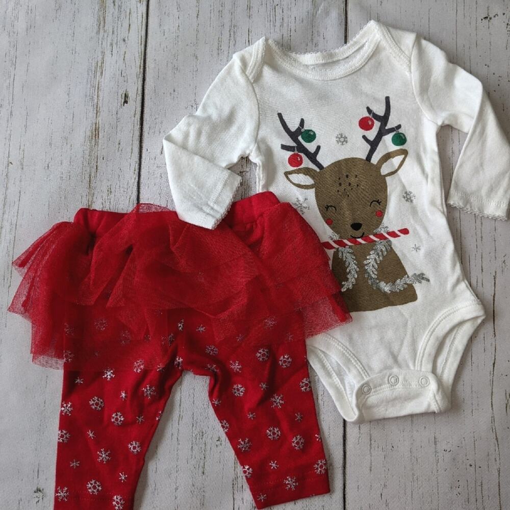 Carter's tutu reindeer Christmas outfit 12m